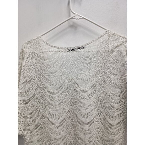 Vintage Maurices Womens Tunic Top Size 0X Gray Metallic Dolman Crochet Sheer Y2K - Picture 8 of 8